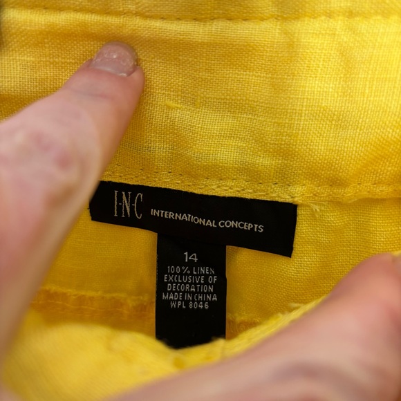 INC International Concepts Yellow Wide Leg Pants with Drawstring Waist - Picture 9 of 9